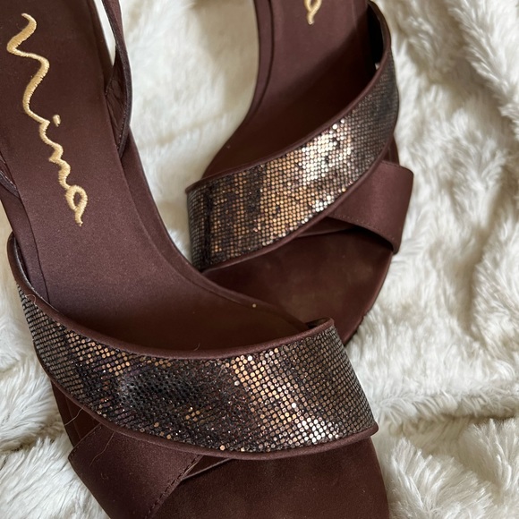 Bronze Chiffon Kitten Heels - Picture 4 of 4